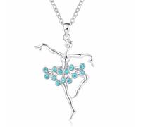 swglcowo Collier avec pendentif en forme de danseuse de ballet en oxyde de zirconium - Élégant arc-en-ciel coloré - Pour femme - Pour fête d'anniversaire, récital, concert, Zinc, Zircone cubique
