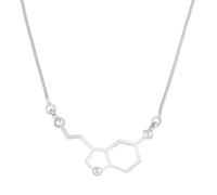 swglcowo Collier avec pendentif en forme de molécule de sérotonine - Plaqué or et argent - Breloque amusante - Chimie - Pour homme et femme - Pour enseignants, scientifiques, amateurs de science