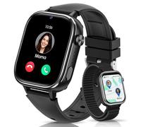 SWGOTA 4G Montre Connectée Enfant, Smartwatch avec GPS/Téléphone/Appels Vidéo/Chat Vocal/Messages/SOS/Mode École/Réveil/Appareil Photo/Podomètre/Moniteur Sommeil, Cadeau pour Garçons et Filles, Noir