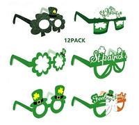 Swhatyw Lot de 12 lunettes de Saint-Patrick - Cartes à motif trèfle irlandais