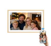 SWHC Cadre Photo Numérique, Cadre Photo Numerique WiFi Connecté - 10,1 Pouces 32Go, 1280x800 HD Cadres Video Grand IPS Écran Tactile Rotation Automatique, Fixation Murale (Bois Massif)