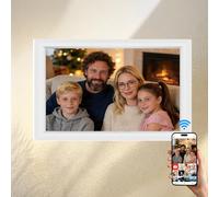 SWHC Cadre Photo Numérique, Cadre Photo Numerique WiFi Connecté - 10,1” Pouces 32Go, 1280x800 HD Cadres Video Grand IPS Écran Tactile Rotation Automatique, Fixation Murale (Blanc)