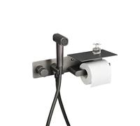 SWHC Douchette Toilette WC, Douchette WC Kit Complet avec Porte Papier Toilette Bidet Toilette Douchette pour L'hygiène Personnelle Quotidienne Gris Pulvérisateur de Bidet à Main