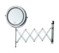 SWHC Miroir Grossissant Lumineux Mural, Miroir Maquillage Extensible Miroir Cosmétique Double Face Miroir de Rasage 360° Pivotant Mirroir Murale Gradation Tactile, USB Rechargeable