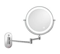 SWHC Miroir Grossissant Lumineux Mural, Miroir Maquillage Réglable à 3 Couleurs Miroir Cosmétique 360° Pivotant Miroir de Rasage Extensible Mirroir Murale avec Interrupteur Tactile