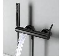 SWHC Mitigeur Baignoire Cascade en Laiton, Robinet Baignoire avec Douchette, 1,5m Flexible et Support