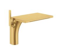 SWHC Robinet Salle De Bain, Mitigeur Lavabo, Bec Cascade, Laiton, Mitigeur Design Moderne avec Connexion G1/2, Monocommande, Cartouche Céramique Anti-Fuite, Eau Chaude/Froide