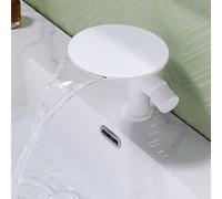 SWHC Robinet Salle De Bain, Mitigeur Lavabo, Bec Cascade, Laiton, Mitigeur Design Moderne, G1/2, Cartouche Céramique Anti-Fuite, Eau Chaude/Froide, Convient pour Les Salles De Bains