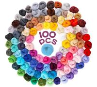 SWHCM Laine à feutrer aiguilletée - 100 couleurs, 3 g chacune de laine à feutrer avec kit d'outils, laine à feutrer, bricolage, feutrage aiguilleté, kit de démarrage, laine de mouton, bricolage