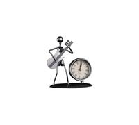 SWHONG Horloge de bureau créative en métal de style punk, horloge de bureau unique en forme de joueur de guitare électrique, horloge pour décoration d'intérieur et cadeaux