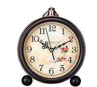 SWHONG Rétro Horloge en Métal Décoration de la Maison Salon Cuisine Chambre Ancienne Horloge de Table Fer