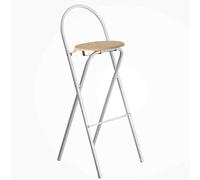 SWHSWQ Tabouret Haut Pliant, Tabouret Pliable Portable avec Dossier, Tabouret Bar Pliant 55/60/65/70/75 Cm Assise, Exterieur, Jardin, Charge de 136 Kg, Couleur Noir/Blanc/Bois
