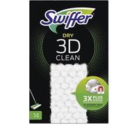 Swiffer Balai Attrape-Poussière 3D Clean Recharges Lingettes Sèches, 14 Lingettes Nettoyantes, Attrape et Retient la Poussière