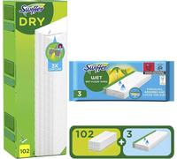 Swiffer Balai Attrape-Poussière Pour Sols,Pack de Recharges, 102 Lingettes Sèches 102 Et 3 Lingettes Humides,