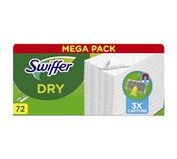 Swiffer Balai Attrape-Poussière Recharges Lingettes Sèches 72 Unités, Attrape Et Retient 3 Fois Plus De Poussière, Saleté Et Poils Qu’Un Balai Classique