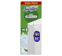 Swiffer Balai Attrape-Poussière Recharges Lingettes Sèches, 90 Unités, Parfum Febreze Longue Durée, Attrape 3 Fois Plus de Poussière et Poils d'Animaux, Balai Vendu Séparément