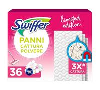 Swiffer Chiffons capture de poussière, 36 chiffons en microfibre secs, rose, capture de poussière et de saleté, idéal pour tous les types de sols et pour les poils d'animaux, Giga Format