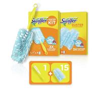 Swiffer Duster Plumeau Poussière Kit Attrape & Retient, Kit 1 Manche et 15 Recharges, Attrape Et Retient Jusqu’À 3 Fois Plus De