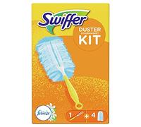 Swiffer Duster Kit de Dépoussiérage, 1 Plumeau + 4 Recharges, Parfum Febreze, Plumeau Attrape-Poussière
