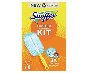 Swiffer Duster Kit de Dépoussiérage, 1 Plumeau + 5 Recharges, Plumeau Attrape-Poussière