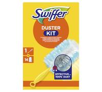 Swiffer Duster Plumeau Kit de Démarrage avec 14 recharges | Inclut 1 manche. Capture poussière, saleté, poils et allergènes. Efficace contre 99,9 % des poussières.