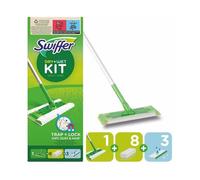 Swiffer Floor Sweeper Starter Set : 1 manche, 8 lingettes seches et 3 lingettes humides