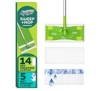 Swiffer Kit Balai de démarrage avec lingettes sèches et humides résistantes pour Nettoyage du Sol, incluant 1 serpillière, 19 recharges.