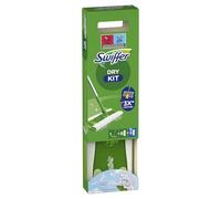 Swiffer Kit Complet Balai, 1 Balais, 6 Lingettes Sèches et 3 Lingettes Humides, Attrape Et Retient 3 Fois Plus De Poussière, Saleté Et Poils Qu’Un Balai Classique