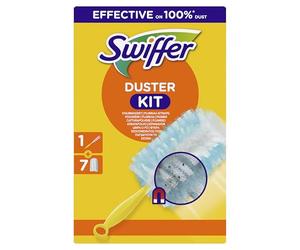 Swiffer Kit de démarrage Aimant à poussière (1 Manche + 7 recharges) Capture et retient jusqu'à 3 Fois Plus de poussière et de Poils qu'un plumeau Ordinaire