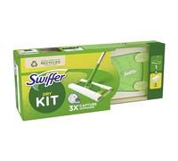 Swiffer Kit de démarrage comprenant 1 serpillère + 2 chiffons secs pour le sol, absorbe 3 fois plus de poussière et de poils