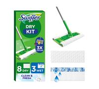 Swiffer Kit de Démarrage Nettoyant pour Sol avec 1 Manche, 8 Lingettes Sèches & 3 Lingettes Humides