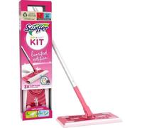 Swiffer Kit de démarrage pour nettoyeur de sol attrape-poussière Dry, 1 balai rose + 8 chiffons secs + 3 chiffons humides, capture et piège la poussière et les cheveux, élimine la saleté et les