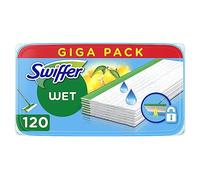 Swiffer Lave-vaisselle humide, 120 chiffons humides, citron, nettoyage hygiénique en profondeur, élimine la saleté et les bactéries, pour tous les types de sols, maxi format, chiffons avec 36% de