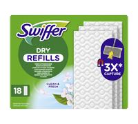 SWIFFER Lingettes sèches parfum propre et frais pour balai X18
