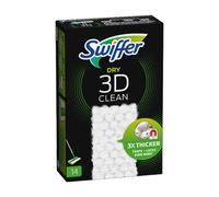 Swiffer Balai Attrape-Poussière 3D Clean Recharges Lingettes Sèches, 14 Lingettes Nettoyantes, Attrape et Retient la Poussière