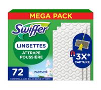 Swiffer Recharges lingettes sèches Balai Attrape-Poussière 72 unités Parfum Febreze longue durée