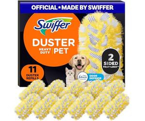 Swiffer Lot de 11 recharges de plumeaux Robustes pour Animaux de Compagnie, Multi-Surfaces 360 avec Protection Contre Les odeurs Febreze