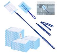 Swiffer Lot de 50 lingettes pour attrape-poussière Swiffer Duster avec 1 poignée, 1 tige télescopique pour nettoyer les poils d'animaux, la poussière et la saleté