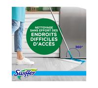 Swiffer Balai Lingettes Imprégnées pour Parquet avec Action de Brossage, Kit de Démarrage (1 Balai + 6 Lingettes), Pouvoir Nettoyant contre les Taches Sèches, Dissolution Puissante de la Saleté