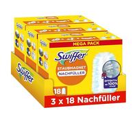 Swiffer Recharge pour attrape-poussière, 54 lingettes (3 x 18), attrape et referme 3 fois plus de poussière et de poils que les plumeaux traditionnels
