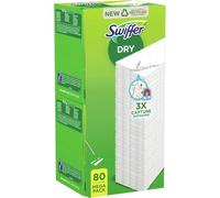 Swiffer Recharges Lingettes Sèches, 80 Lingettes Nettoyantes, pour Balai Swiffer, Attrape et Retient la Poussière