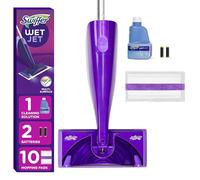 Swiffer WetJet Kit de démarrage pour Nettoyeur de sols et Bois durs, Comprend : 1 Balai électrique, 10 tampons, Solution de Nettoyage, Piles