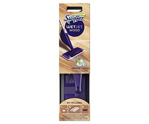Swiffer WetJet Wood Kit De Démarrage Avec Solution Nettoyante Spéciale Bois Pour Balai Spray, Spécialement Conçue Pour Les Sols En Bois Fini