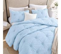 Swift Home Collection de literie de qualité supérieure - Parure de lit 2 pièces froncée à Motif Floral 3D - Bleu Layette, lit Simple/lit Simple XL