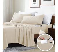 Swift Home Smart Sheets - Parure de lit 3 pièces en Microfibre brossée Ultra Douce avec Poches de Rangement latérales - Crème - Lit jumeau XL