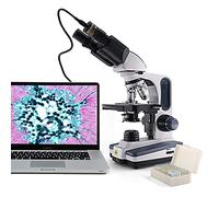 Swift Microscope SW350B-EP3-5PBC 40X-2500X, microscope professionnel pour adultes, tête jumelée Siedentopf, microscope de laboratoire composé avec caméra USB 3MP et lames（PRISE UK）