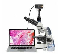 Swift Microscope trinoculaire composé corrigé à l'infini SW400, grossissement 40X-2500X, objectifs achromatiques à l'infini, scène mécanique à deux couches, avec caméra Swiftcam 20 mégapixels et