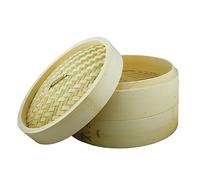 Swift Spice 20 cm/ 8-inch Bamboo Steamer Set with 2 Layers and lid
