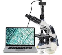 SWIFT SW380T-SC503-CK-5PBC Microscope à lumière trinoculaire 40X 2500X, Microscope Lab pour la Recherche avec oculaire WF 10X/25X, tête de Pot d'ébullition, Compatible avec Appareil Photo