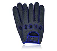Swift Wear Gants de conduite en cuir véritable souple à doigts complets avec coutures inversées Mode Classique (XL, Bleu)
